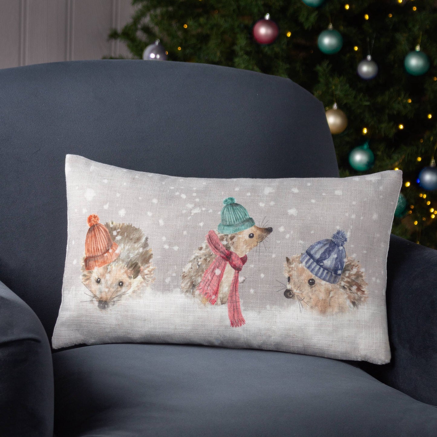Snowy Hedgehogs Cushion