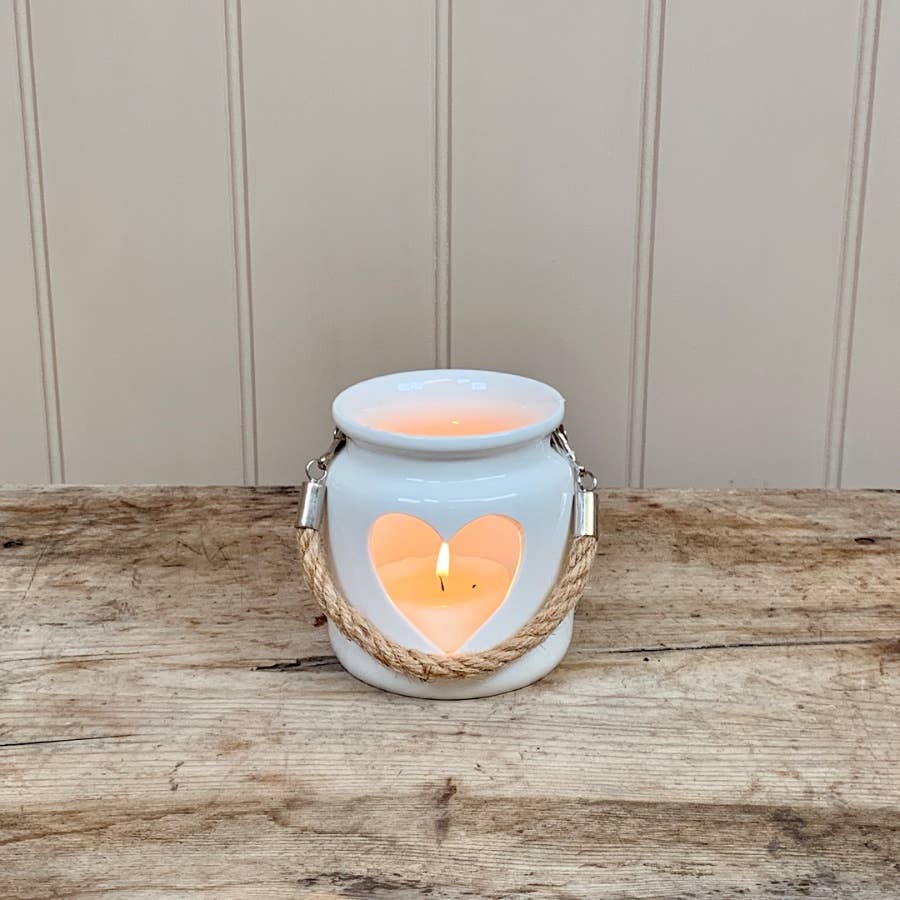 White Heart T-Light Holder