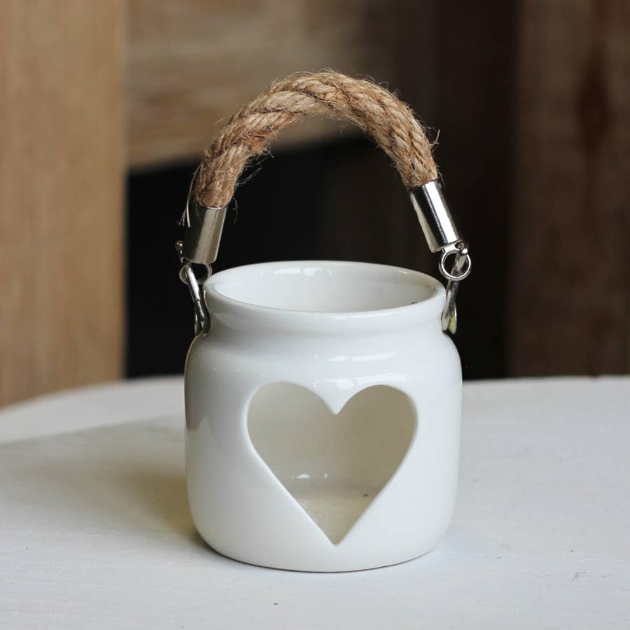 White Heart T-Light Holder