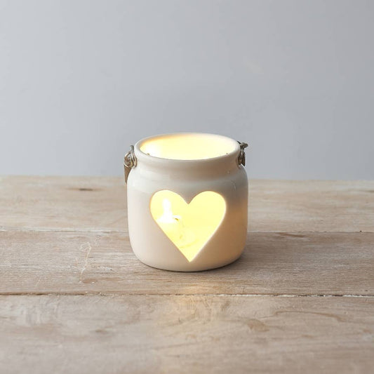 White Heart T-Light Holder