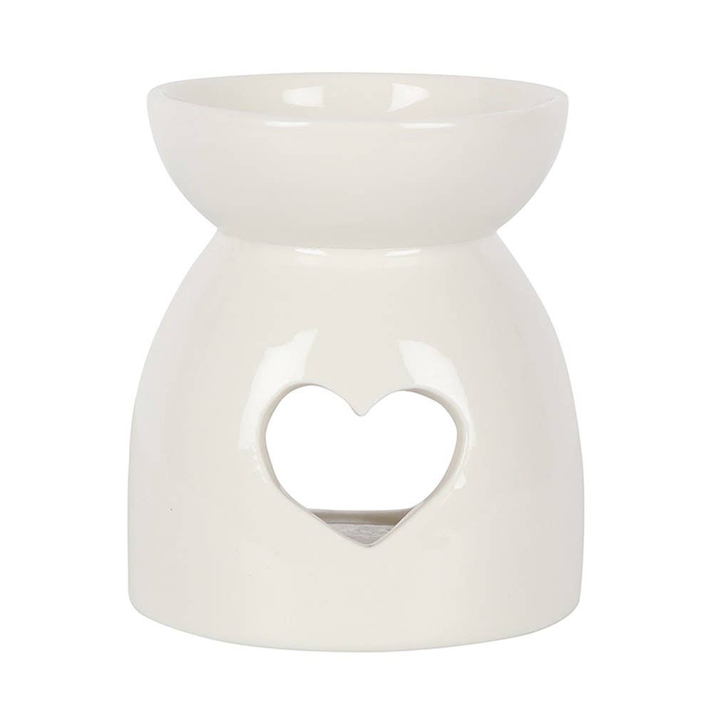 White Heart Cut Out Oil Burner and Wax Warmer