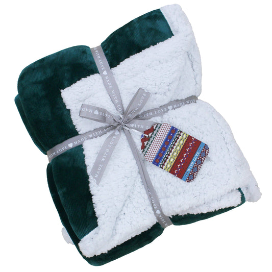 Lux Sherpa Fleece Throw Teal