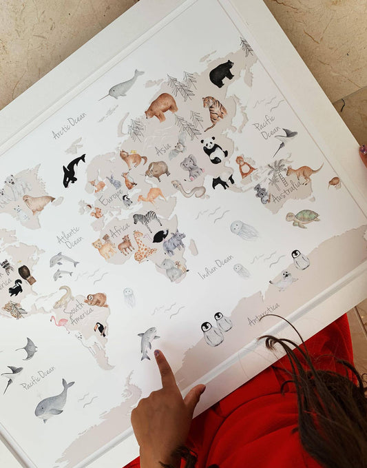 Animal World Map Fine Art Print