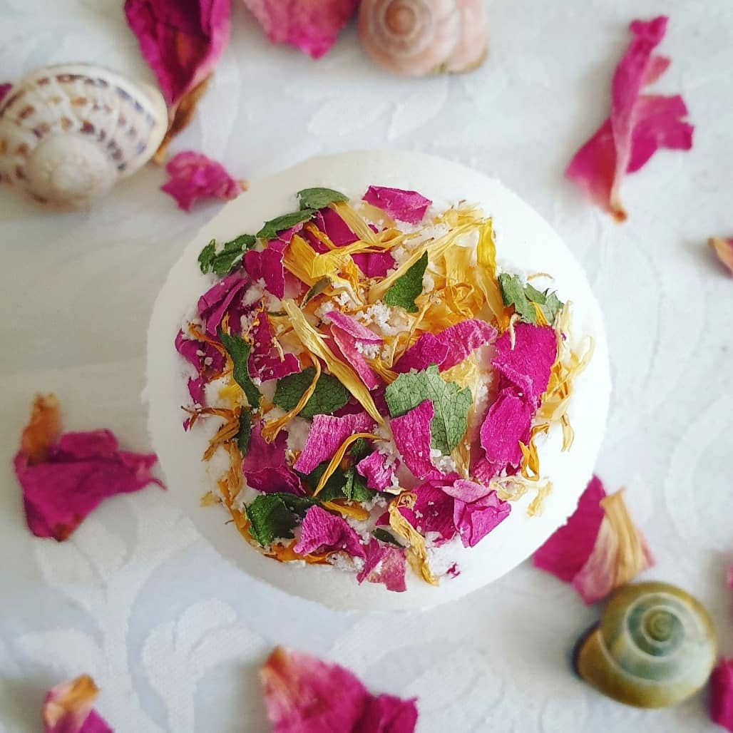 Floral Relief Secret Bath Bomb with hidden message