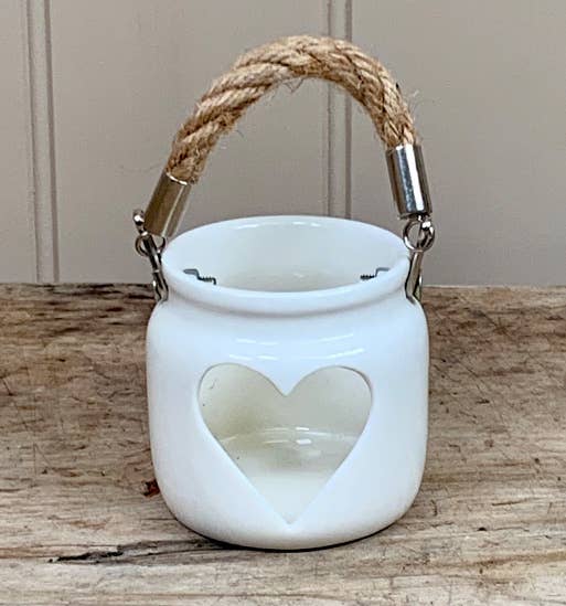 White Heart T-Light Holder