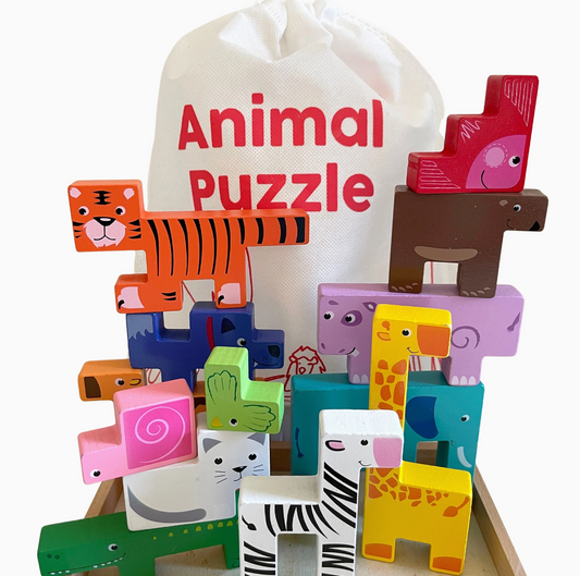 Wooden Animal Balancing and Stacking Puzzle